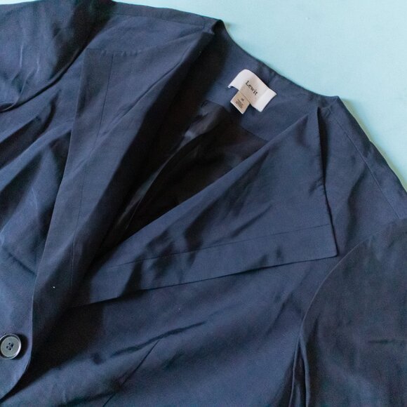 NEW Lewit Blue Navy Night Half Sleeve Double Buff Structured Blazer Size XLarge - Picture 4 of 12